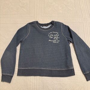 Abercrombie Fitch Crew Neck Sweatshirt Size Small Nay Blue Distressed New York